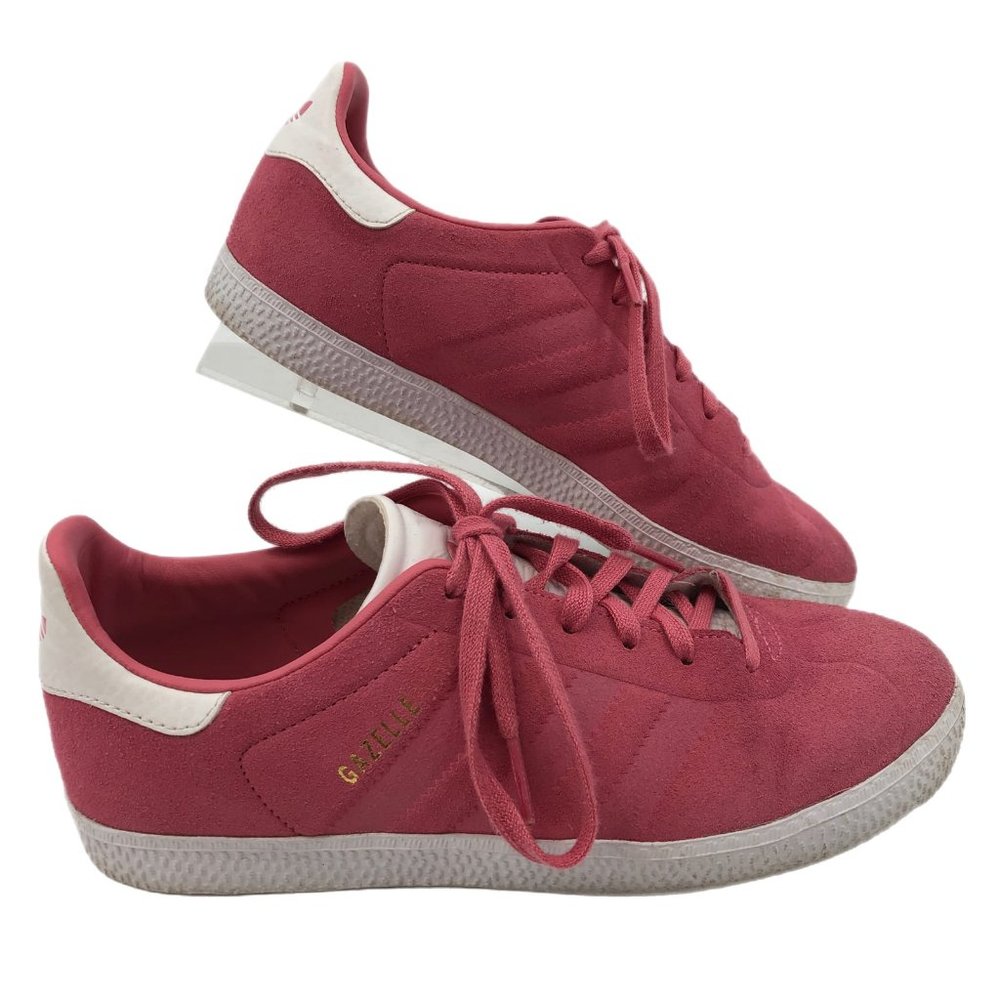Adidas Kids Athletic Shoes in Pink/White, Size 4.5, Suede, Lightly Flawed - Picture 1 of 7